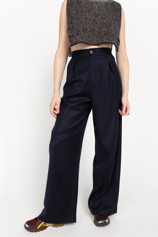 Navy wool tailored trousers