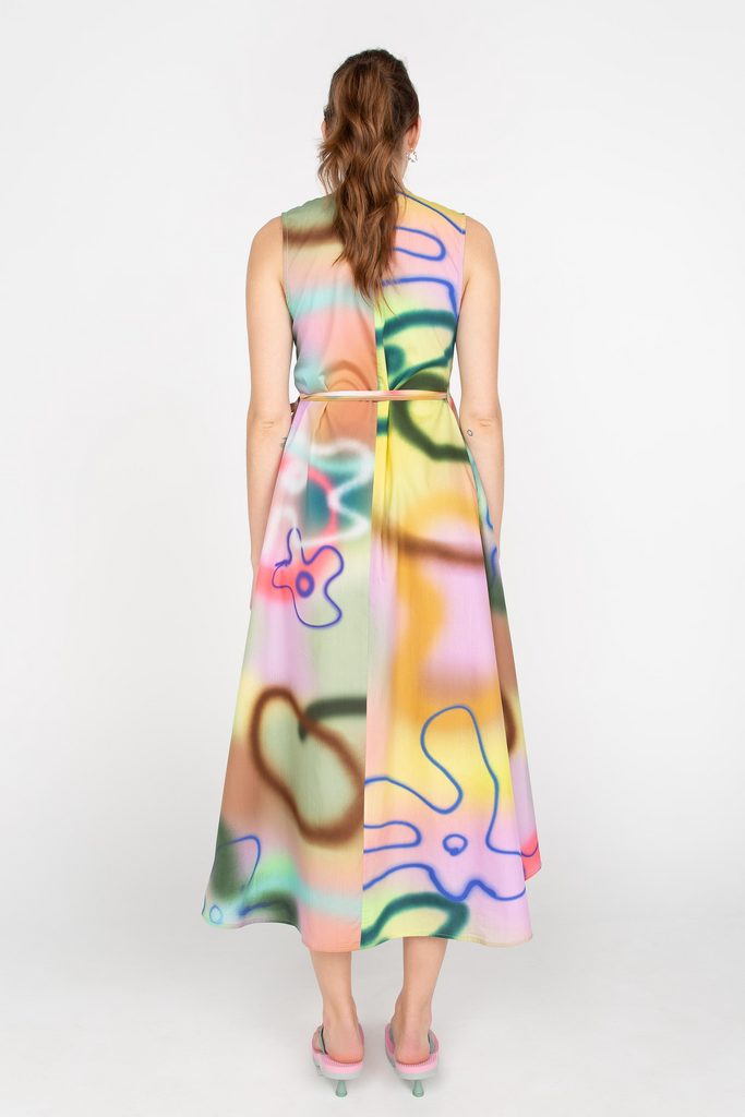 Printed asymmetric wrap dress Buffet Clothing
