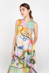 Printed asymmetric wrap dress