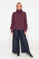 Navy wide tailored trousers