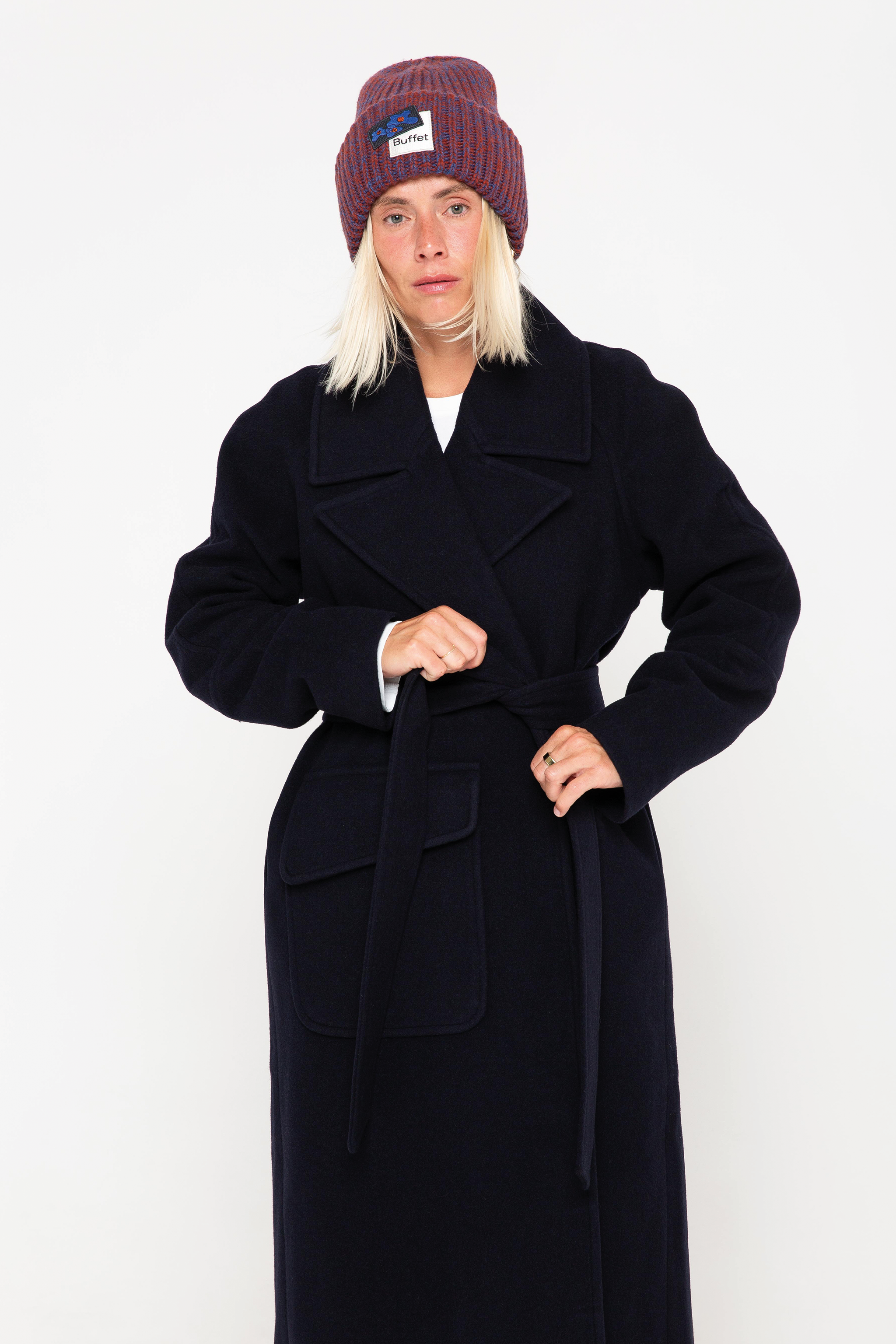 Navy wrap coat