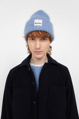 Steel blue chunky alpaca beanie