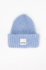 Steel blue chunky alpaca beanie