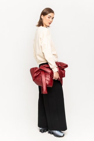 Black wide tailored trousers