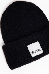 Black chunky mohair beanie