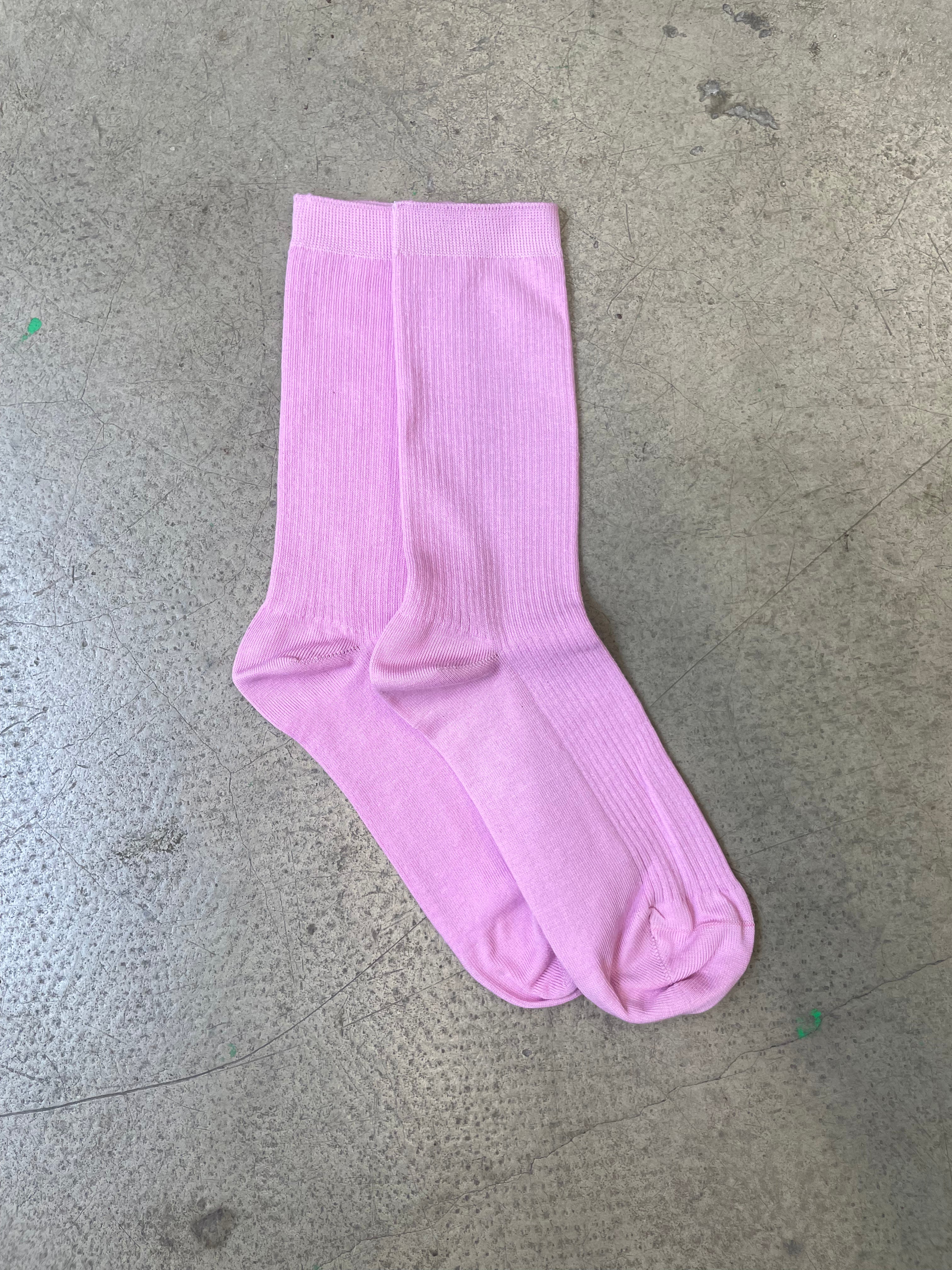Pink basic rib socks