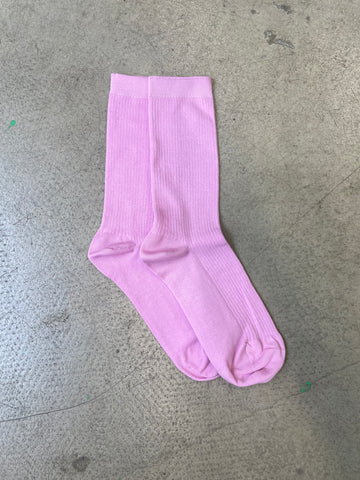 Pink basic rib socks