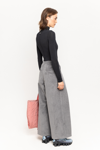 Silver corduroy wide tailored trousers