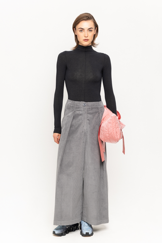 Silver corduroy wide tailored trousers