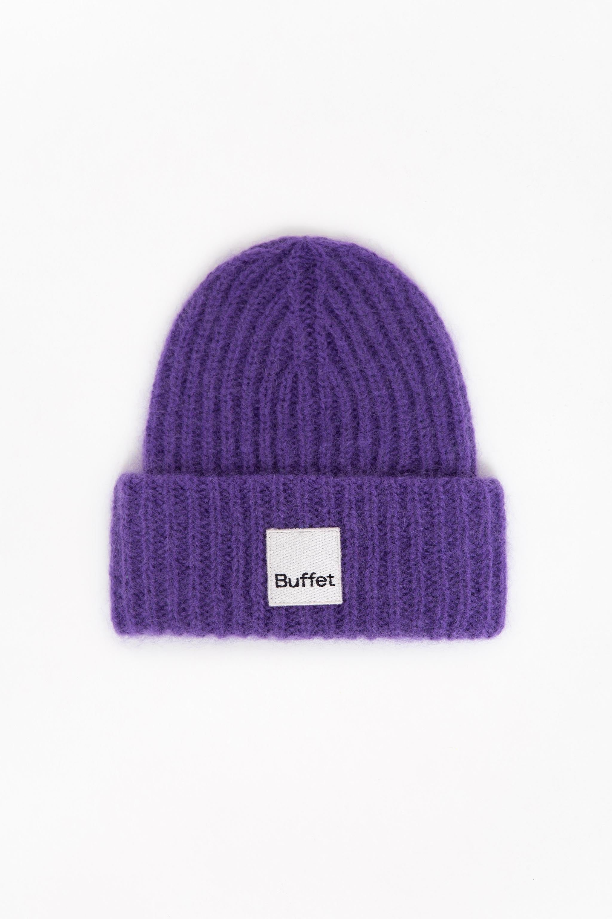 Violet chunky mohair beanie