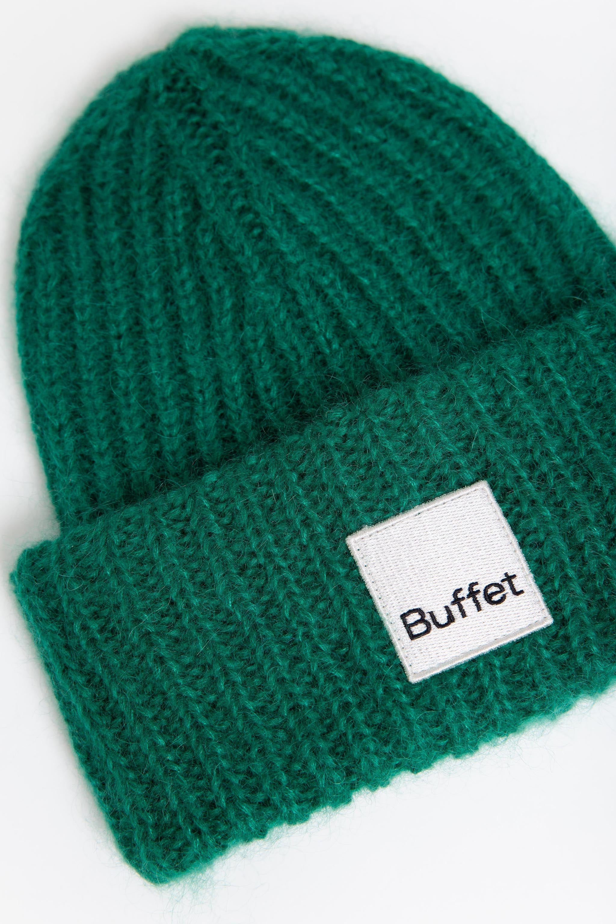 Green chunky mohair beanie