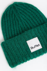Green chunky mohair beanie