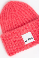 Pink chunky mohair beanie