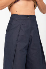 Navy wide tailored trousers