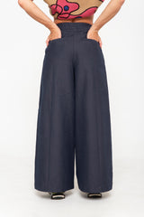 Navy wide tailored trousers