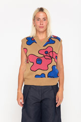 Flower jacquard vest