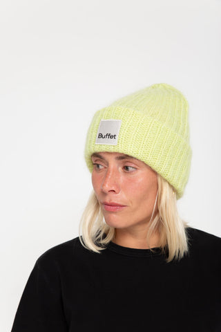 Lime chunky mohair beanie