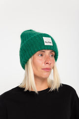 Green chunky mohair beanie
