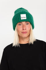 Green chunky mohair beanie