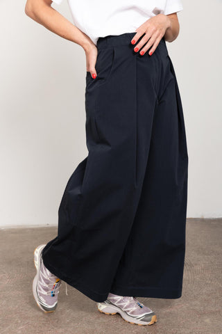 Black wide tailored trousers