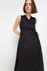 Black asymmetric wrap dress