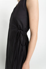 Black asymmetric wrap dress
