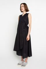 Black asymmetric wrap dress