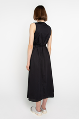 Black asymmetric wrap dress