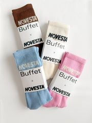 Powder blue rib logo socks