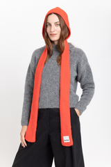 Red alpaca balaclava scarf