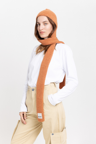 Rust alpaca balaclava scarf
