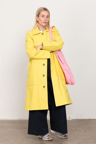 Yellow rubberized car coat