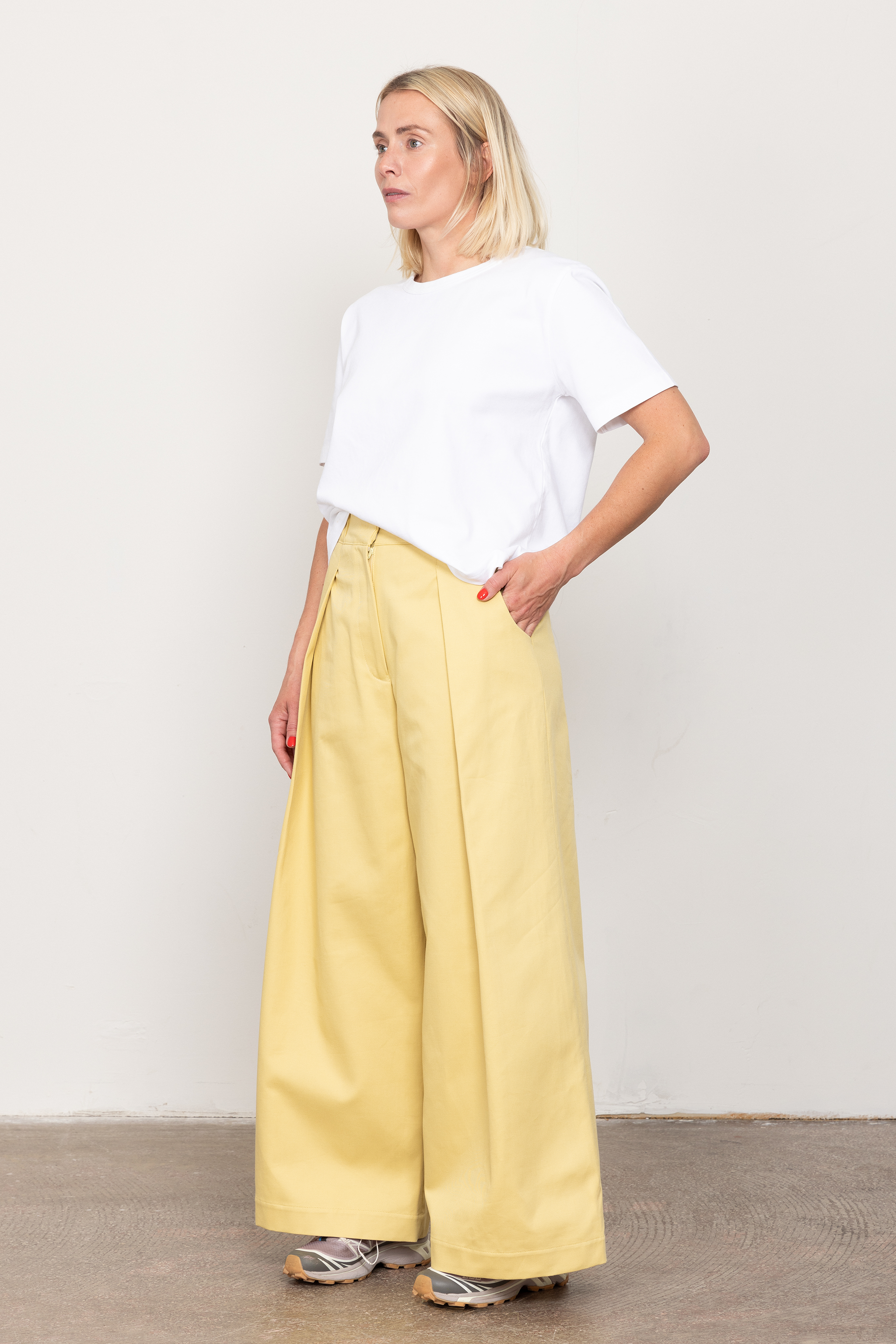 Yellow wide tailored trousers