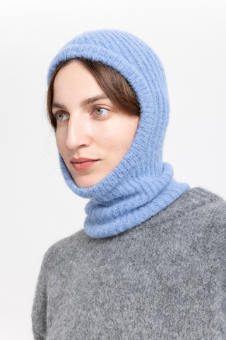 Steel blue alpaca balaclava