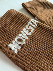 Brown rib logo socks
