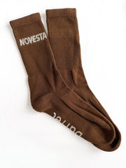 Brown rib logo socks