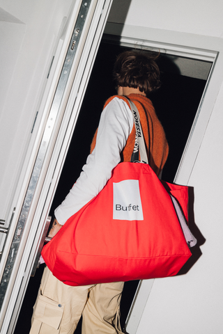 Buffet x Novesta red carry all bag