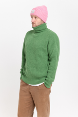 Green alpaca turtleneck sweater