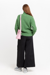 Green alpaca turtleneck sweater