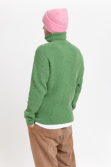 Green alpaca turtleneck sweater