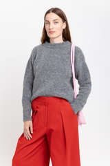 Melange grey alpaca sweater