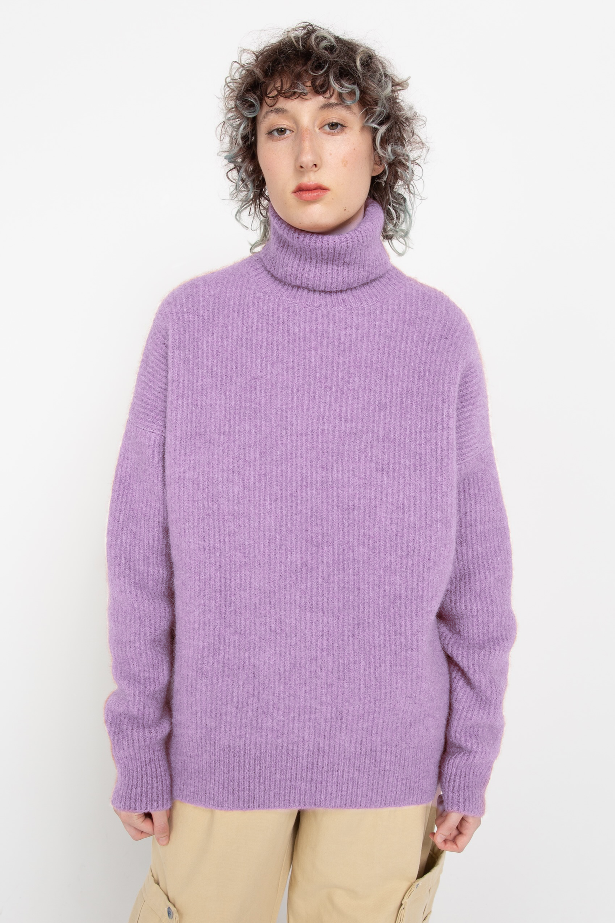 Lilac alpaca turtleneck sweater