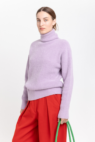 Lilac alpaca turtleneck sweater
