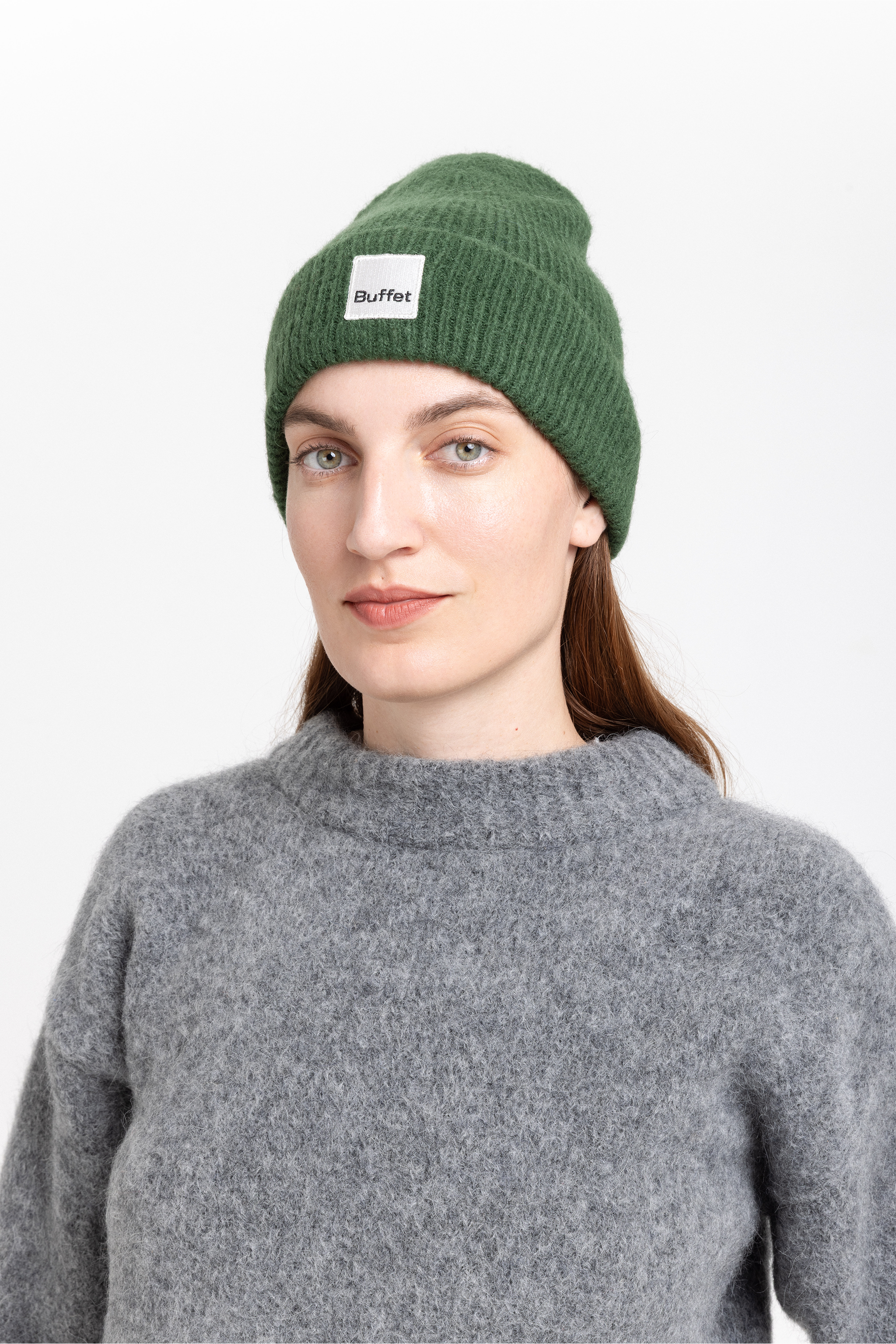 Moss green classic alpaca beanie