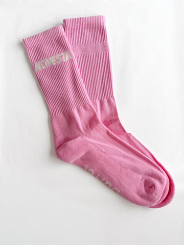 Pink rib logo socks