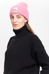 Pink chunky mohair beanie