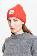 Red chunky mohair beanie