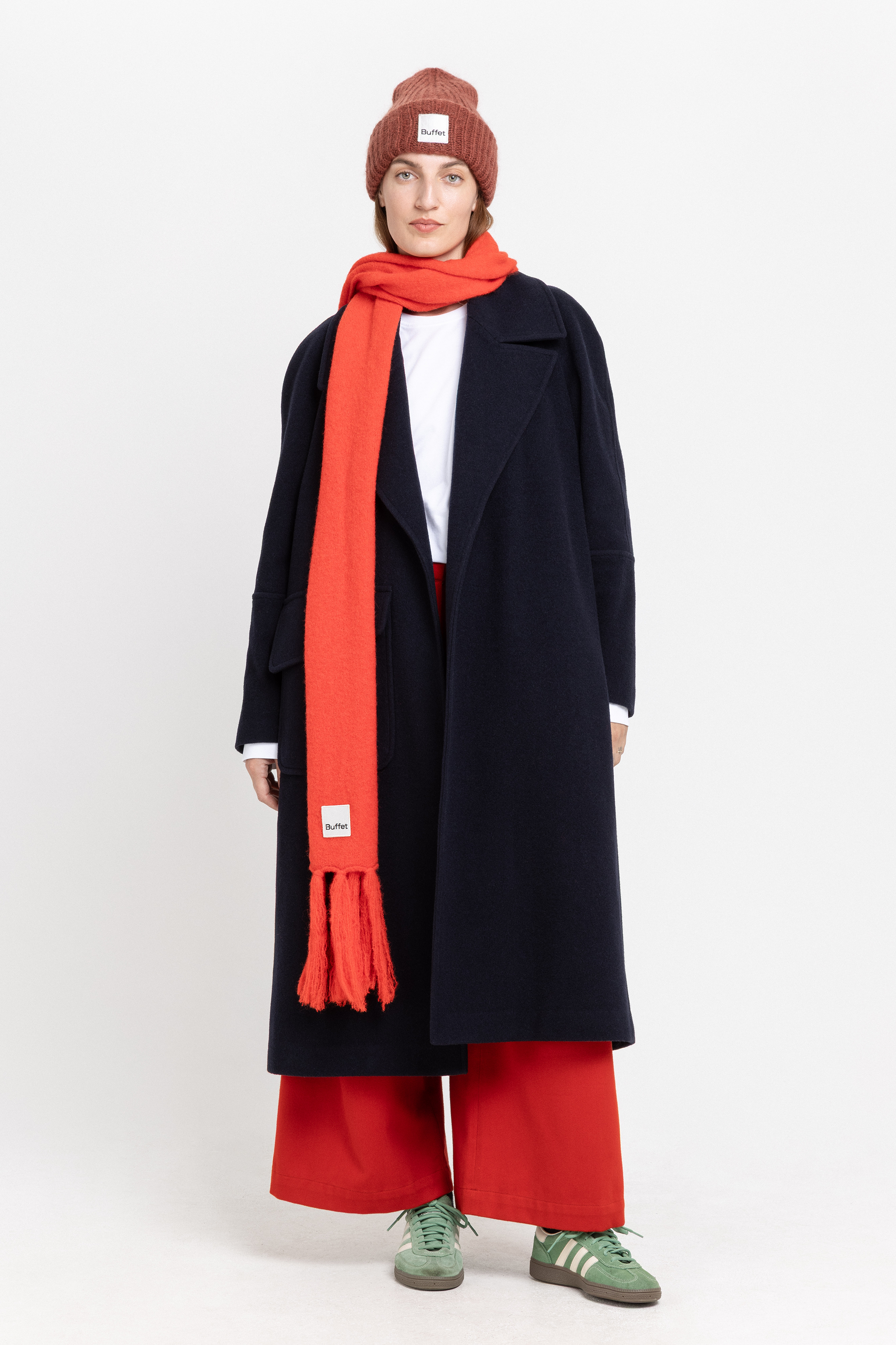 Red alpaca maxi scarf