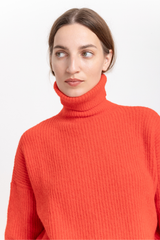 Red alpaca turtleneck sweater