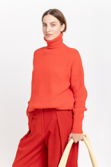 Red alpaca turtleneck sweater